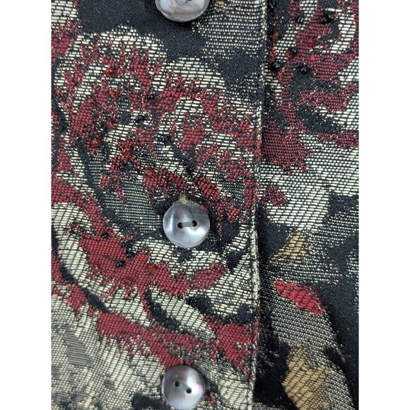 Chico's Long Beaded Floral Tapestry Metallic Jacket Blazer Floral Size Large - Picture 4 of 9
